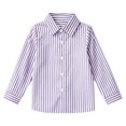 thumbnail image 3 of Girls Striped Long Sleeve Shirts Boys Button Down Formal Uniform Collared Shirt with Chest Pocket Spring Fall Clothing 12-13 Years, 3 of 7