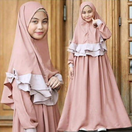 

Hunpta Ramadan Toddler Baby Traditional Robe Clothing Dubai Dress Kid Abaya Girl Muslim Girls Outfits&Set