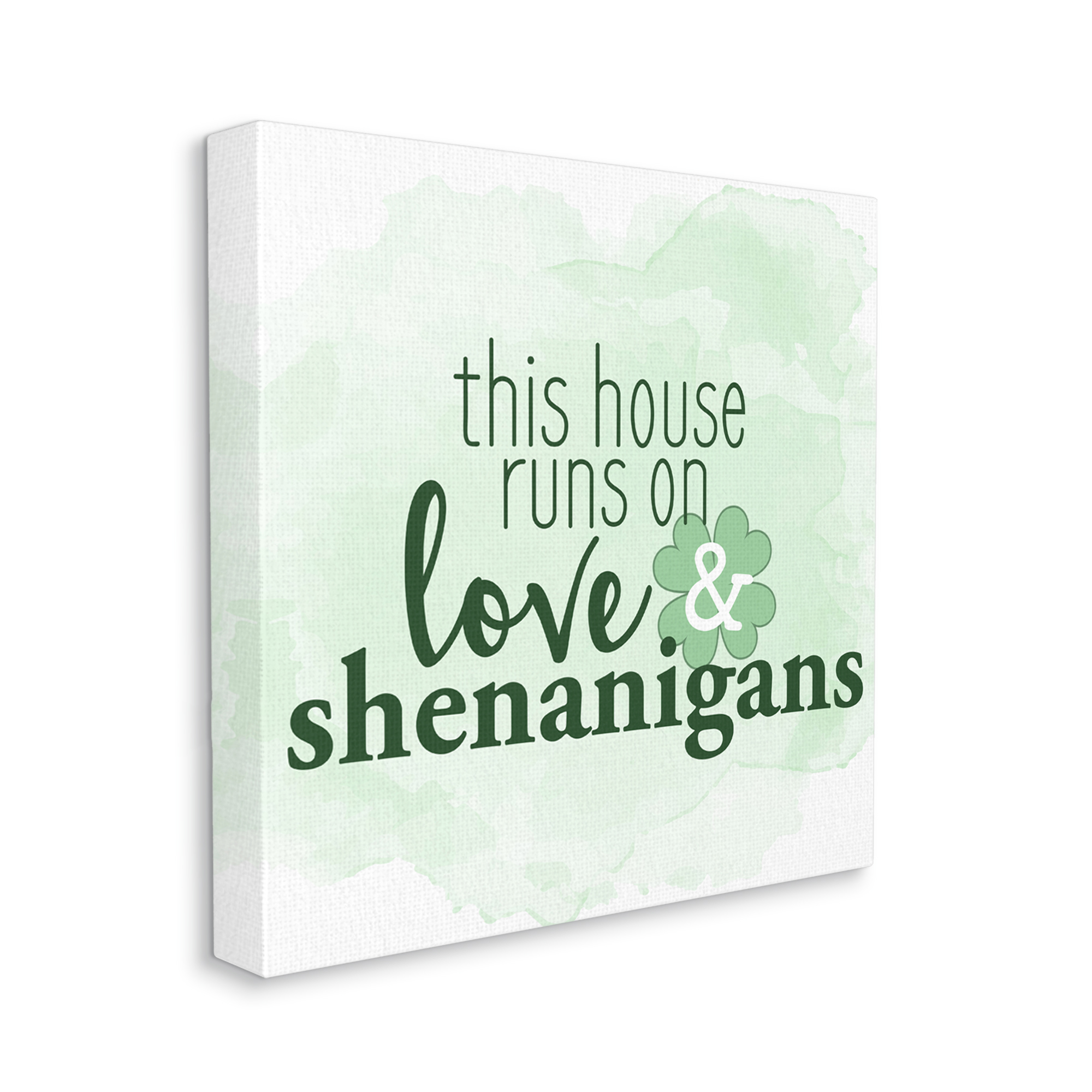 Stupell Love & Shenanigans Family Shamrock Phrase Holiday Painting Gallery Wrapped Canvas Print Wall Art
