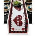 thumbnail image 1 of Chemin de Table en Coton et Lin pour la Saint-Valentin, Cœur d'Amour, Carreaux Rouge Buffalo, Antidérapant et Résistant à la Chaleur, pour Table de Cuisine Familiale, 16x72 Pouces, 1 of 7