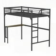 thumbnail image 3 of Twin Size Metal Loft Bed with Desk, Stable Ladder & Guardrails, Black, for Bedroom, 3 of 10