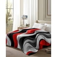 thumbnail image 6 of Flannel Fleece Throw Blanket Abstract Red Black Distort Striped Lightweight Soft Plush Blankets,Classic Geometric Art Cozy Warm Throw Blanket for Couch Sofa Bed Car Office 40x50in, 6 of 9