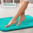 thumbnail image 4 of Set of 3 Clara Clark Bath Mat Bathroom Rug - Absorbent Memory Foam Bath Rugs - Non-Slip, Thick, Cozy Velvet Feel Microfiber Bathrug - Teal - Large 20"x32" - Small 17"x24" - Contour 24"x20", 4 of 6