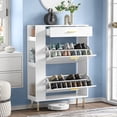 thumbnail image 3 of Eumyviv 12 Pair Shoe Storage Cabinet w/ Flip Drawers for Entryway White , Freestanding Shoe Rack Shoe Cupboard Organizer H0111, 3 of 8