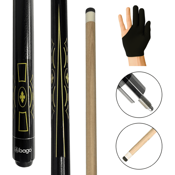 Taco de Billar Desarmable Bago Maple Negro con Dorado