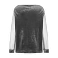thumbnail image 5 of DxhmoneyHX Womens Velvet Tops Sheer Mesh Long Sleeve Shirts Cowl Neck Patchwork Blouses Loose Fit Going Out Outfits, 5 of 8