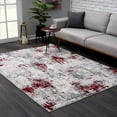 thumbnail image 2 of 3â€™ x 5â€™ Red and Gray Modern Abstract Area Rug, 2 of 8