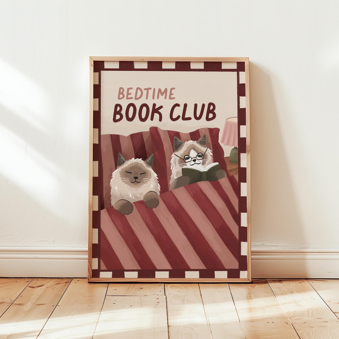 Ragdoll Cats Bedtime Book Club Wall Art Print Cozy Bedroom And Reading Decor