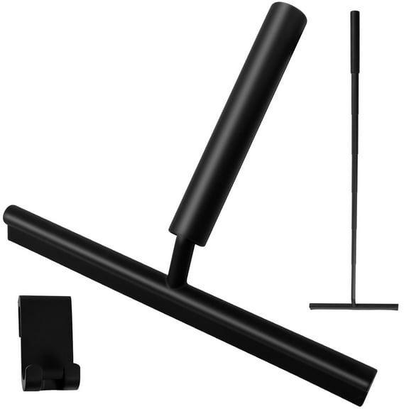 Tzgsonp Floor Squeegee Scrubber with Telescopic Handle Squeegee Broom with Hook 9"- 38"Handle Black
