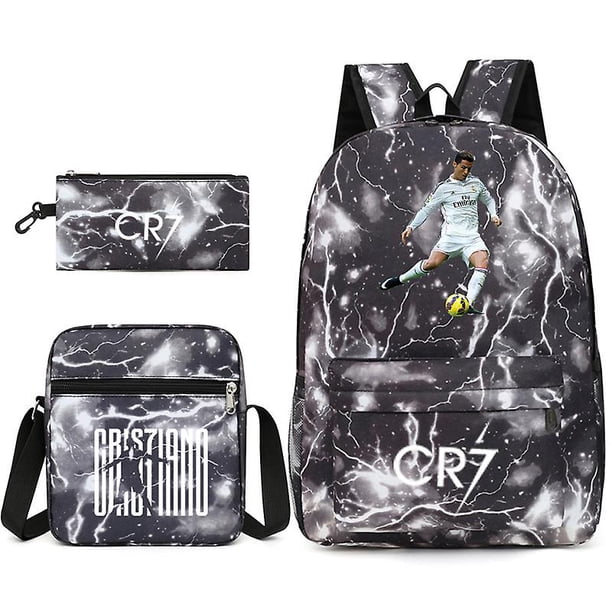Football Star C Ronaldo Cr7 Printed Backpack Around The Student Three-piece Backpack.