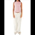 thumbnail image 3 of Blusas Casuales Sin Mangas para Mujer, Blusas de Trabajo Fruncidas, Ajustadas, Camisas de Moda 2025 Rosa L, 3 of 7