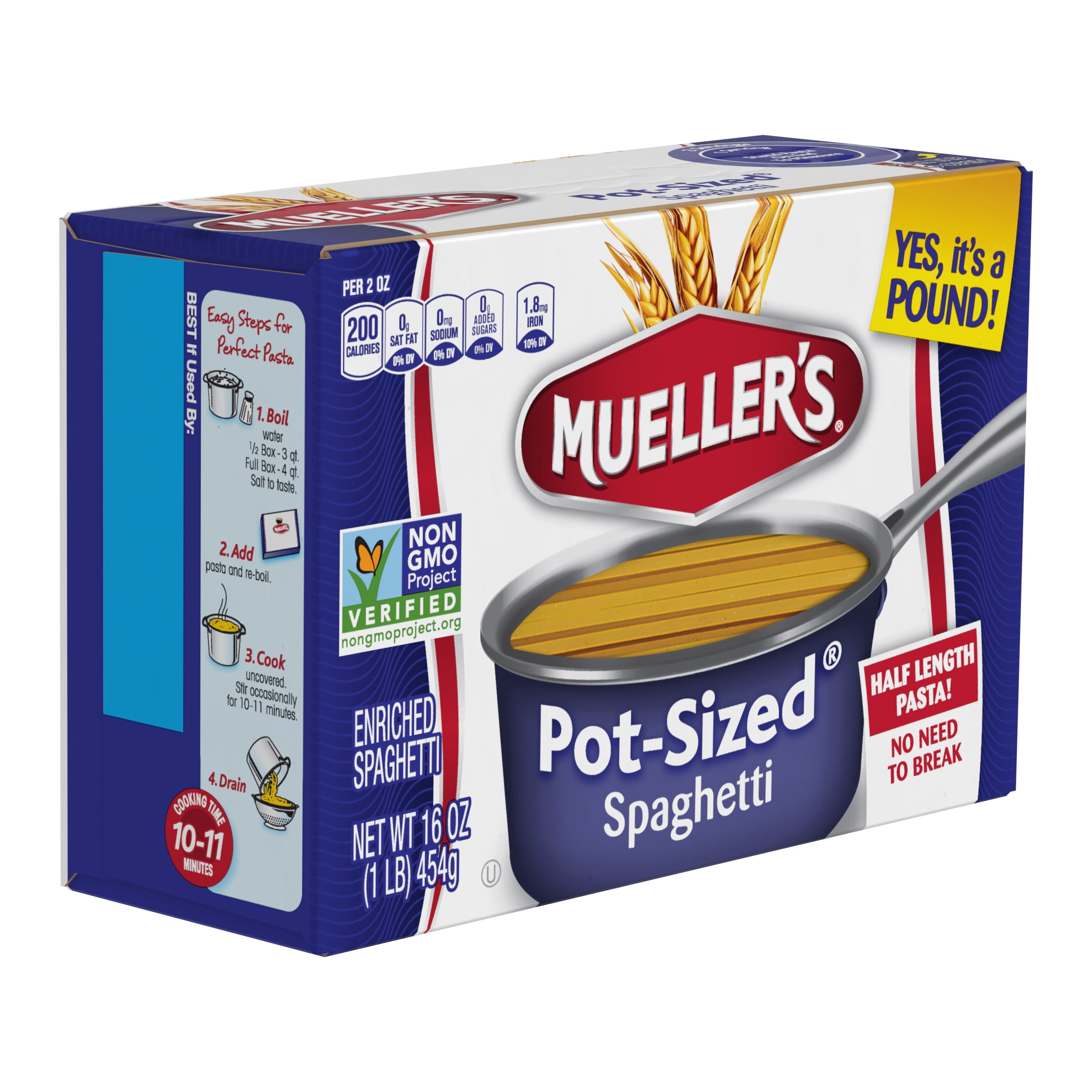 (2 pack) Mueller's Pot-Sized Sodium-Free, Cholesterol-Free Spaghetti Pasta, 16 oz (Shelf-Stable)