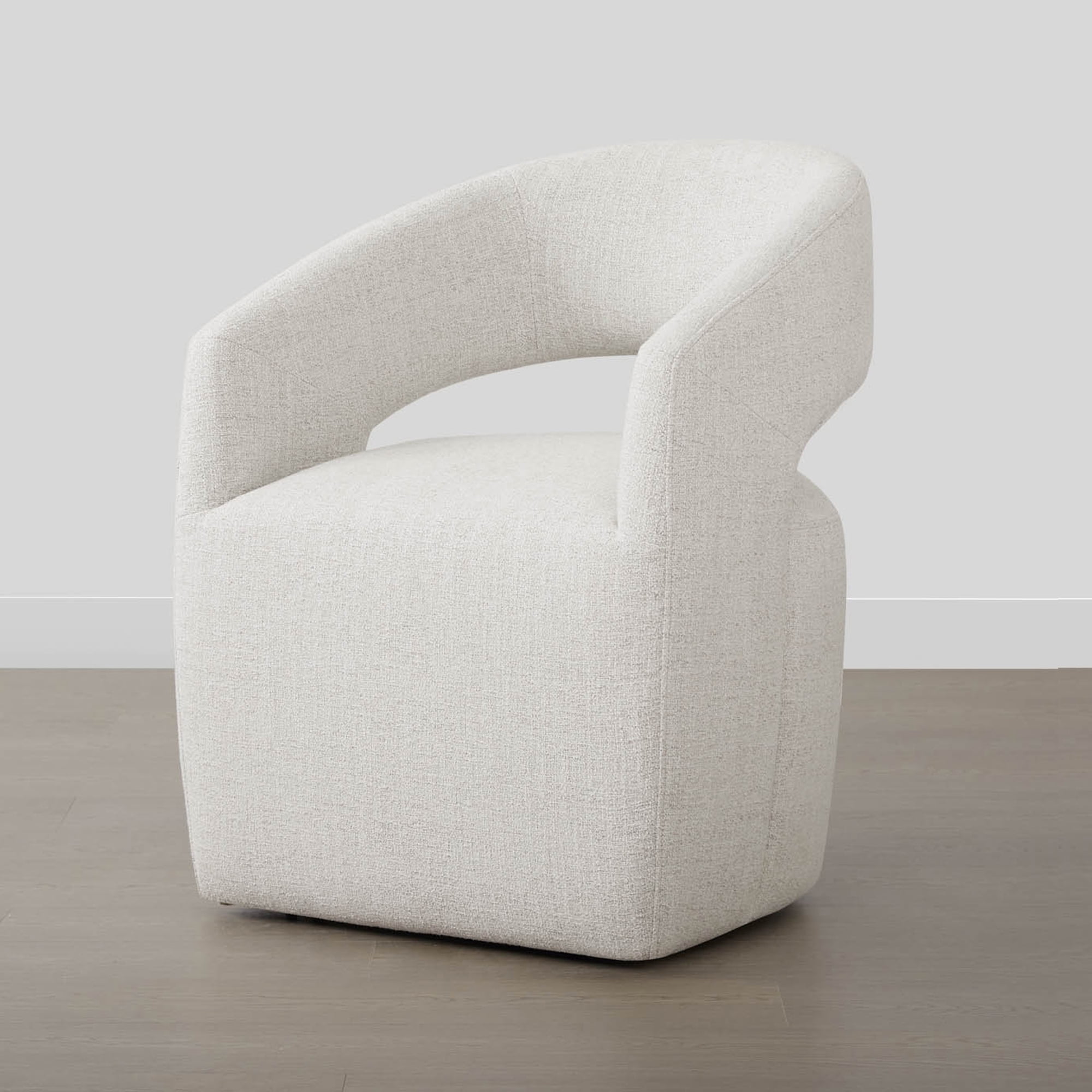 Spruce & Spring Barrel-Style Dining Chair with Upholstered Seat and Casters, No Assembly Required, Multi-colored Wheat Fabric