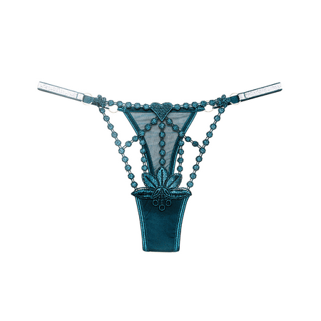 Fulorrnie Women s Sexy Sheer Lace Panties Heart Shaped Chain Detail Nylon Spandex Comfortable Underwear  Dark Green  One Size