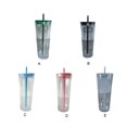 thumbnail image 2 of Soidarity Taza de paja transparente de doble capa de 770ml, botella de agua reutilizable con tapa, Picnic, Camping, senderismo, ciclismo, taza para beber Ropa Deportiva, Zapatos Rosado 710ml Soidarity OD027967-04, 2 of 6