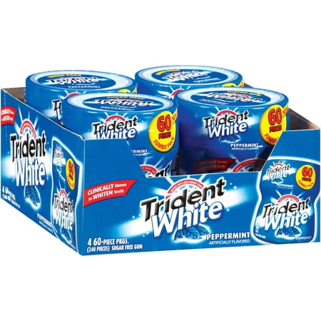 Trident White Peppermint Sugar Free Gum 4-60 Piece Plastic Bottles