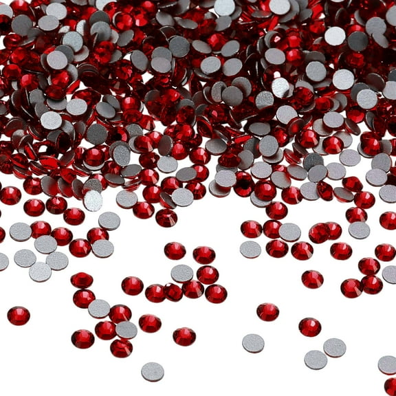 Uxcell SS8 Round Flatback Rhinestones 2.3-2.5mm Crystal Glass Gems Diamonds for DIY Crafts Clothes Shoes Nail Art Decoration, Burgundy 2880Pcs