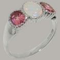 thumbnail image 2 of LBG British Made 18k White Gold Natural Opal & Pink Tourmaline Womens Promise Ring - 33 size options - Size 10.75, 2 of 7