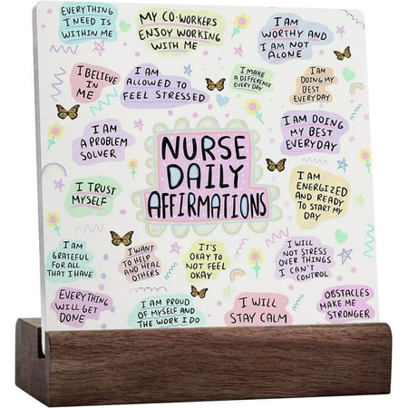 Nurse Daily Ceramic Desk Sign - Nurse Daily Affirmations Ceramic Desk Signs For Home Decor, Nurse Inspirational Desk Decor, Nurse Gifts Table Decor, Nurse Gifts For Women, Positive Gifts For Nurse