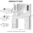 thumbnail image 5 of Vanity Desk with Mirror & Lights, 42‘’ Large Makeup Vanity with 2 RGB Jewelry Cabinets & 7 Drawers, White Vanity Table Set with Charging Station, Dressing Table with Lights Desk, 5 of 9