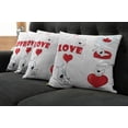 thumbnail image 2 of Ambesonne Animal Throw Pillow Cover 4 Pack, Funny Dog with Hearts, 20", Red White, 2 of 6