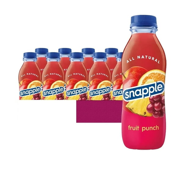 Snapple Fruit Punch All Natural Fruit Juice Drink ,Gluten Free 16 fl oz Plastic Bottles, 16-Pack