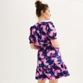 thumbnail image 2 of Women's Draper James Puff Sleeve Fit & Flare Mini Dress Color: Ocean Size: X SMALL, 2 of 5