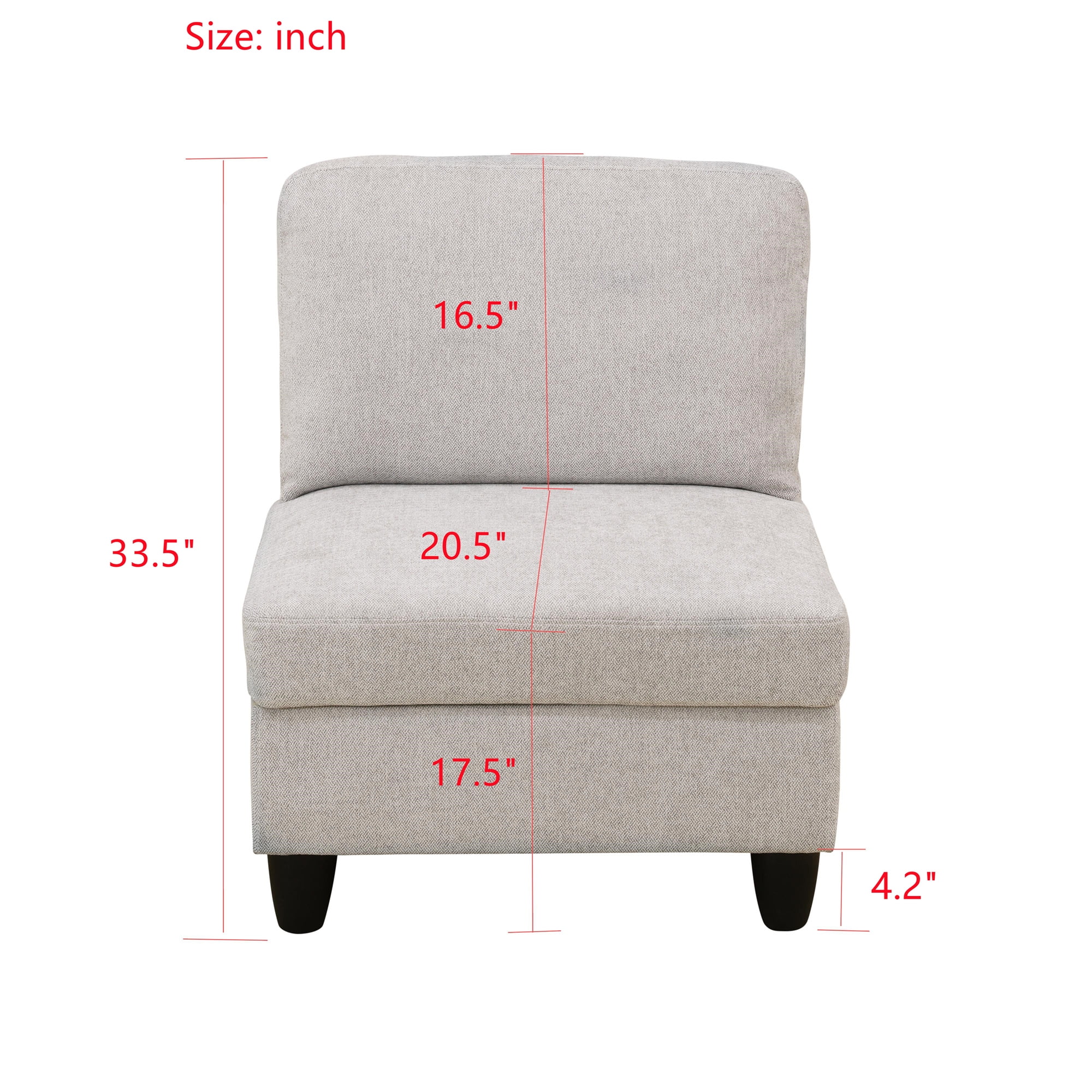 Aukfa Modular Sectional Couch Set - Single Sofa Chair- Flannel - Blue
