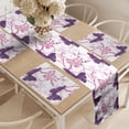 thumbnail image 2 of Ambesonne Floral Table Runner & Placemats, Delicate Flowers Butterflies, Placemat 4 pcs + Runner 12"x90", Purple Pink White, 2 of 2