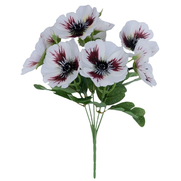 Artificial Pansies Flowers, 12.2 Inch 5-Stem Faux Silk Bush, UV Resistant Fake Flowers for Porch Window Box Hanging Basket Patio Decor, White, LLLDMXY