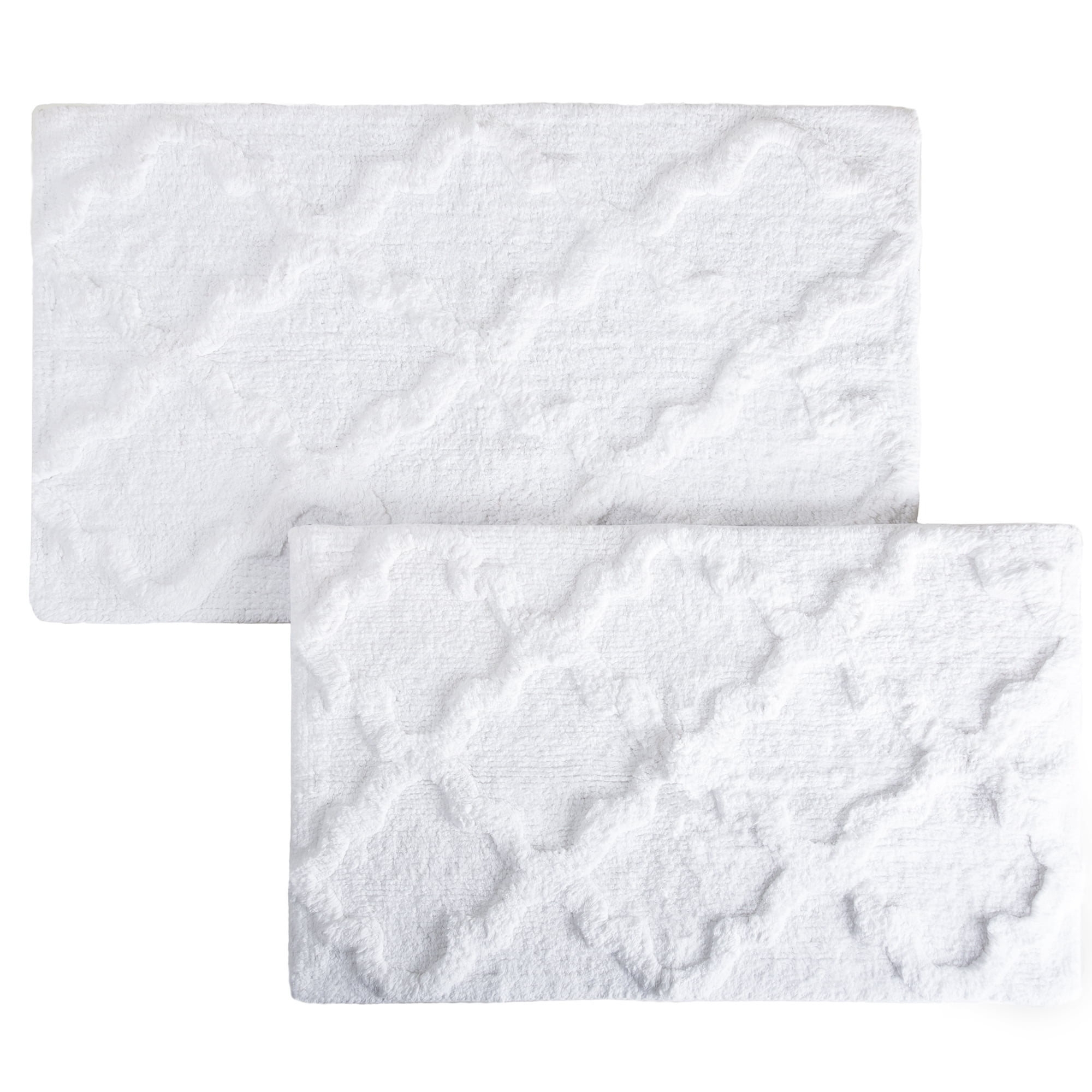 Somerset Home 2 Piece Bathroom Rug Set - 41x24.5 Inch and 34x21 Inch 100% Cotton Bath Mats (White)