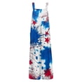 thumbnail image 5 of JULMCOMO American Flag Jumpsuits for Women Patriotic Sleeveless Cotton 1776 250th Year Overalls Red White Blue Wide Leg Patriotic Rompers with Pockets Dark Blue XL, 5 of 6