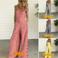 thumbnail image 4 of Bmawag Jumpsuits for Women Summer Boho Plus Size Sleeveless Wide Leg Rompers & Overalls Casual Loose Plaid Print Summer Wide Leg Bib Linen Pants, 4 of 4
