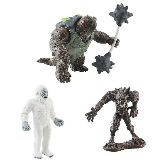 3pcs Mythical Monsters Snowman Wolf Model Toys Western Action Figure Simulated Fighting Beast teenager Birthday Gifts-SinKeeU