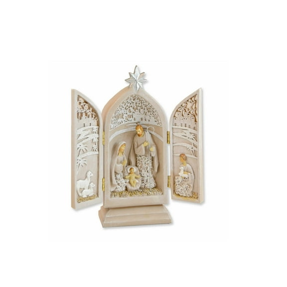 Roman 8.5" Triptych Holy Family Paper Cut Design Resin Figurine