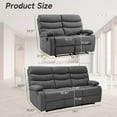 thumbnail image 2 of Chizzysit Recliner Sofa Set Leather Couch with Side Pockets and Reclining Couch Seats for Living Room, Home Theater - Dark Gray, 2 of 6