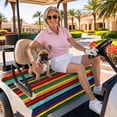thumbnail image 3 of Golf Cart Seat Covers for 2 Seater,Colorful Stripes Microfiber Cart Seat Towel Blanket,Boho Minimalist Geometric Mexico Absorbent Breathable Non Slip Bench Seats Protector for Golf Course 51"x31", 3 of 9