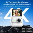 thumbnail image 6 of Ourlife Mini Wearable Action Camera, 4K Video, 48MP Photos, 2.0" Flip Screen, WiFi App, Magnetic Mount, Charging Case, 64GB Card, White, 6 of 11