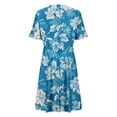 thumbnail image 6 of Tnhcen Women's Summer Floral Print V - Neck Short Sleeve Wrap Dress with High Slit Stretchy Casual Beach Bodycon Dress for Women Sizes S - 2XL, 6 of 7