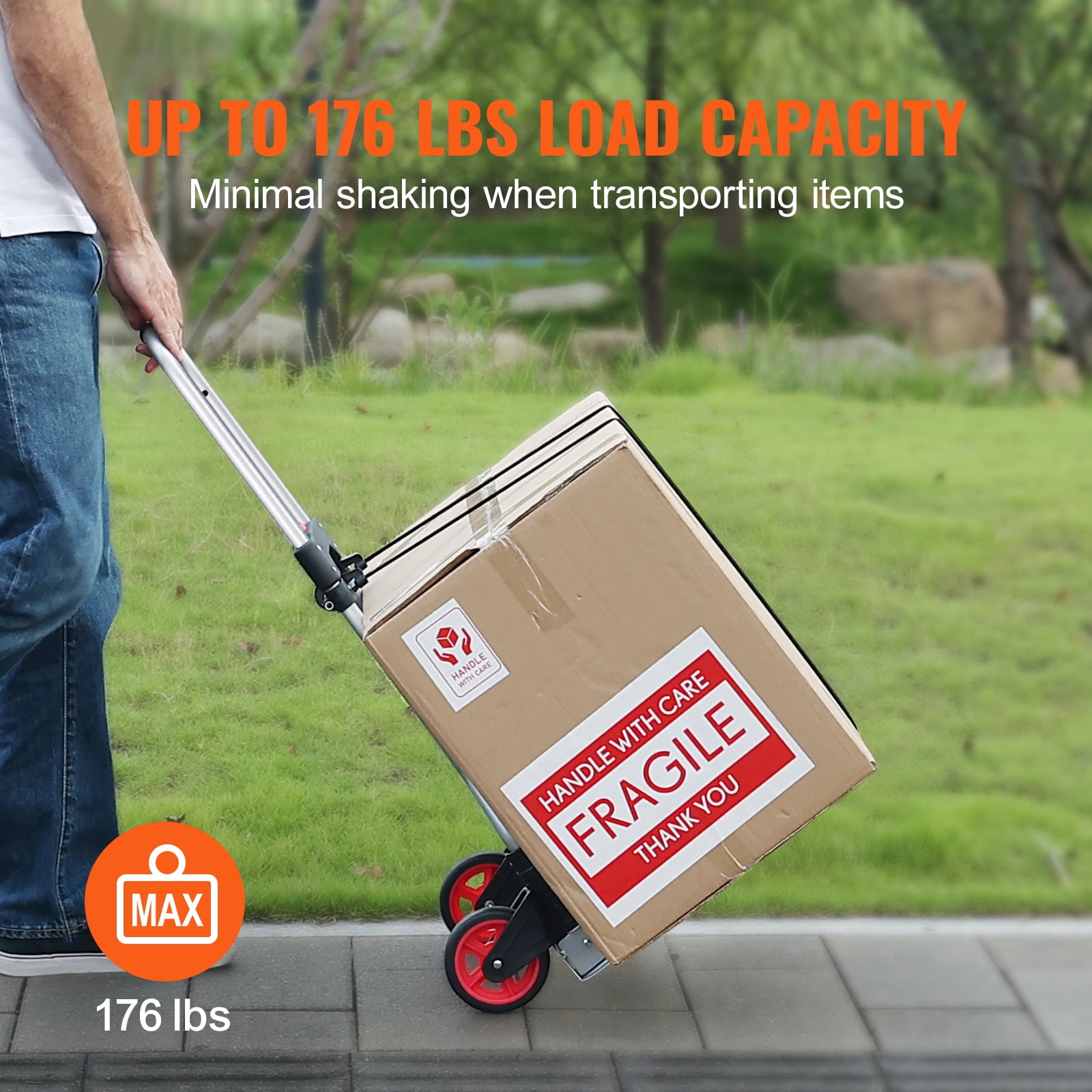 VEVOR Folding Hand Truck Aluminum Luggage Trolley Cart Dolly 176 lbs Bungee Cord