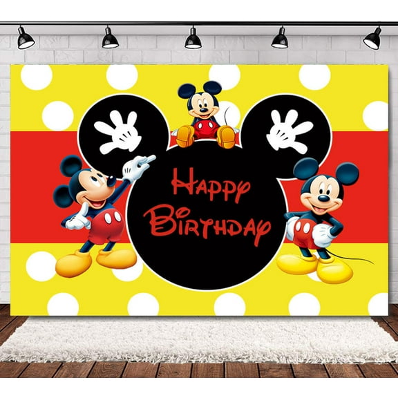 Mickey party decoration backdrop, 60×40 Inch Mickey theme decoration backdrop, suitable for boy baby birthday party photography background