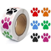 Best Paw Prints Stickers,(1 Inch/ 500 Stickers) Dog Stickers Dog Puppy Paw Prints Stickers,Colorful Self-Adhesive Labels Animal Decal,Paw Prints Envelope Seal for Classroom Kids (Black+Multi, 1 Inch)