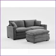 thumbnail image 5 of 2-Seat L-Shaped Corduroy Sofa with USB & Cup Holder | Gray | Cushion Back | Square Arms, 5 of 6