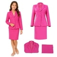 thumbnail image 3 of Hot Pink 2-Piece Blazer Suit and Skirt Set Formal Jacket Costume for Halloween Cosplay Party, 3 of 7