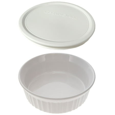 Corningware 24oz Round French White Ceramic Casserole Dish and F-24 24oz French White Plastic Lid