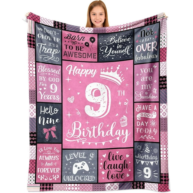 LHSHID 10 Year Old Girl Birthday Gifts Birthday Gifts for 10 Year Old Girls 10th Birthday Gifts for Girls Birthday Presents for 10 Yr Girls Double Digits Birthday Blanket 60"x80"