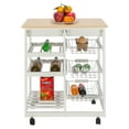 thumbnail image 2 of Kitchen Rolling Microwave Cart on Wheels, Kitchen Islands with Storage, Rustproof Storage Rack Trolley with 2 Drawers, 3 Metal Baskets, 3 Shelf Panels, Bakers Racks Holds up to 220 lbs, White, Q7577, 2 of 9
