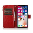 thumbnail image 2 of for Apple iPhone 8 Plus/7 Plus/6 Plus/6s Plus Leather Zipper Wallet Case 9 Card Slots Cash Money Pocket Clutch Pouch Stand & Strap Cover ,Xpm Phone Case [Red], 2 of 8