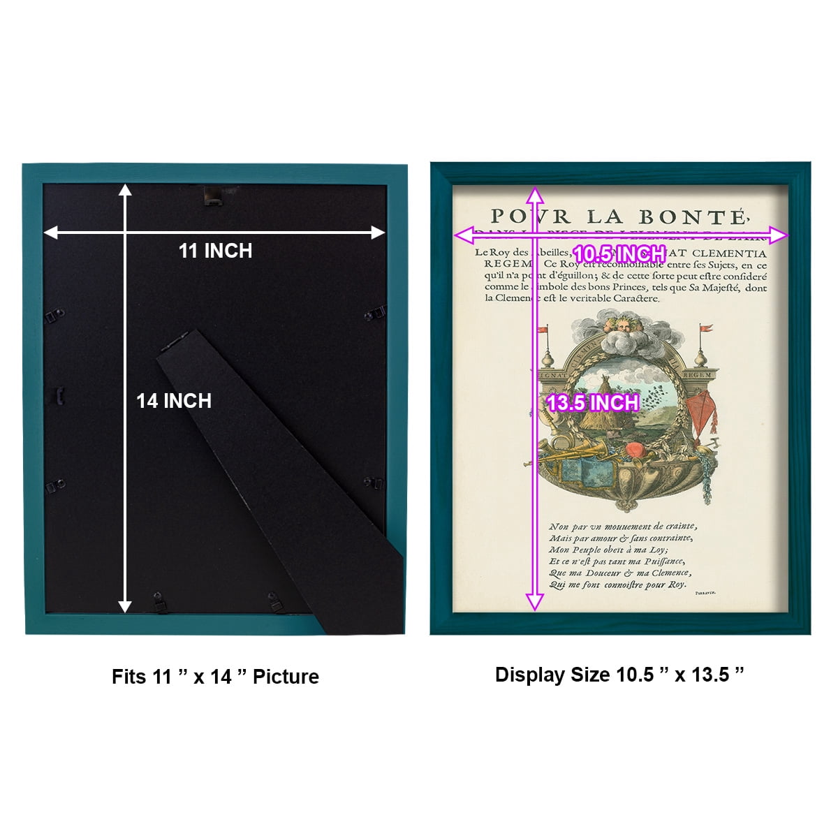 Printed Embellished Bookplate III - Framed Print w/glass - Ocean Blue
