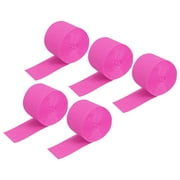 Uxcell Crepe Paper Streamer Decoration 82ft Long 1.77 Inch Wide, Fuchsia 5 Pack